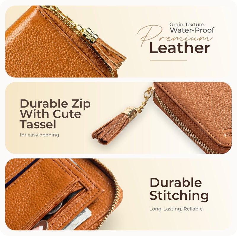 Claasico Bifold Wallet for Women RFID Blocking | Genuine Leather Zip Wallet & Ladies Coin Pocket | Stylish Credit Card Holder | Travel Wallet with Anti-Theft Protection - Image 4
